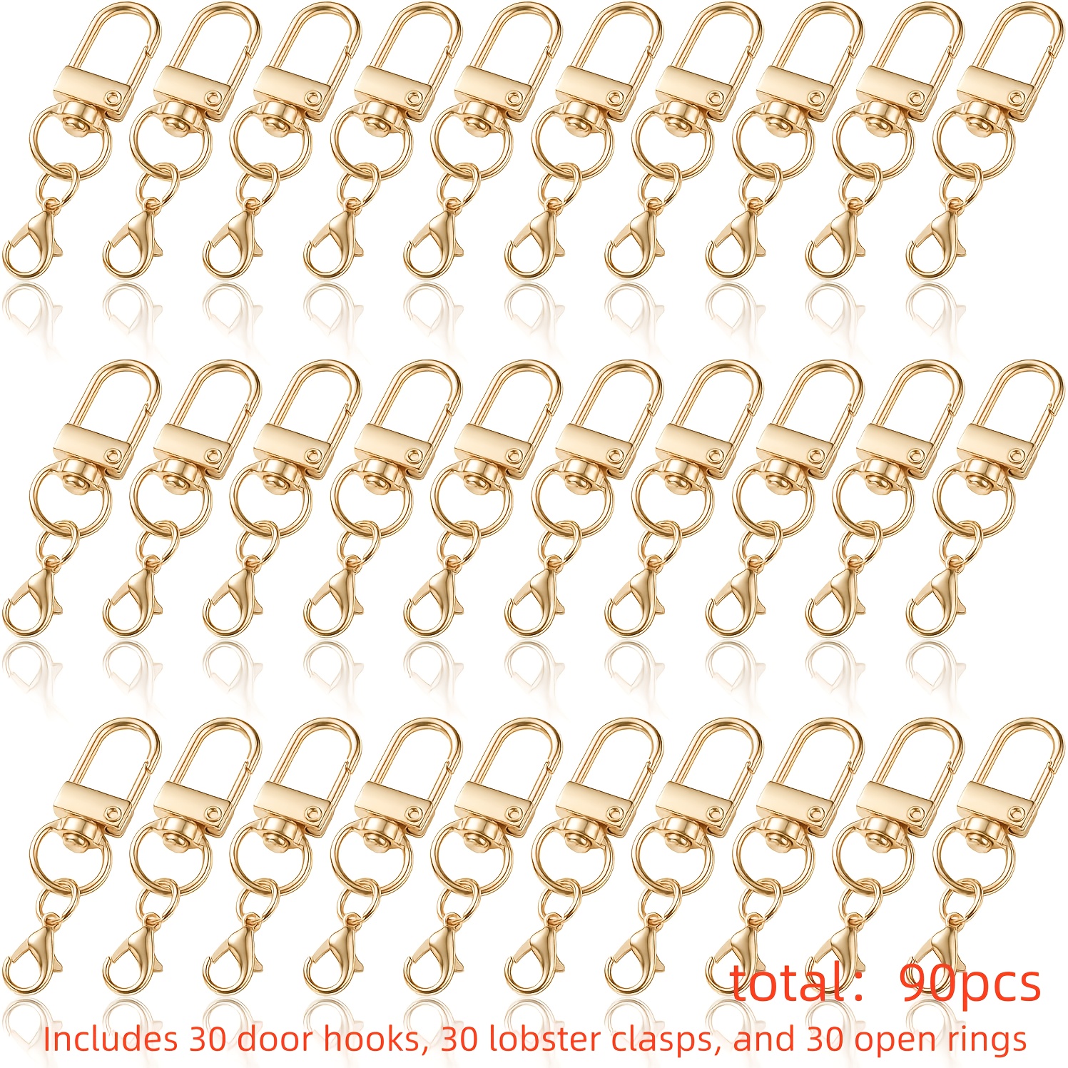TEMU 90pcs Of Men's Key Rings And Key Chains. Rotating Door Clasp U-shaped Key Chain Hook, Sturdy Clasp, Durable Rotating Spring Key Chain, Diy Key