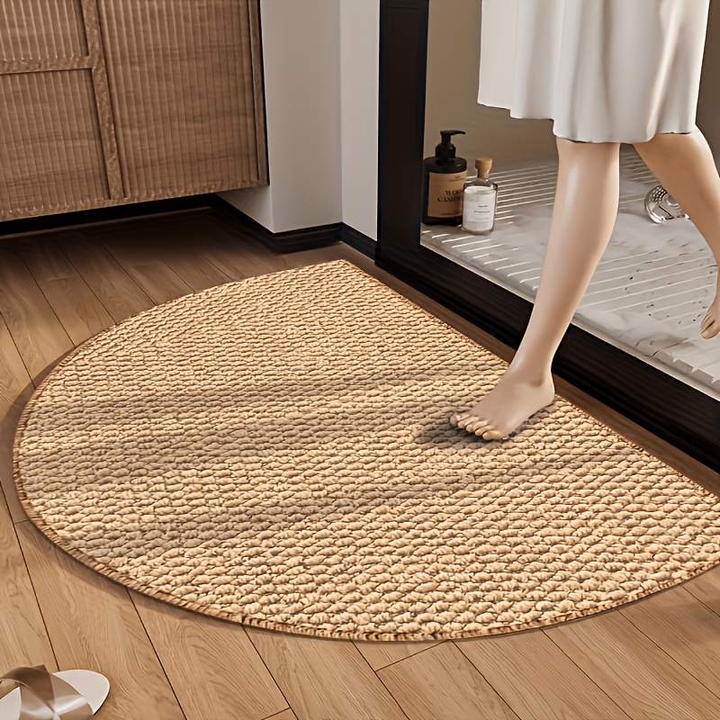 TEMU A Plush Faux Sisal Non-slip Mat With A Semi-circular Fashionable Design, Wear-resistant, Durable, And Thick. Suitable For , , And Bathrooms