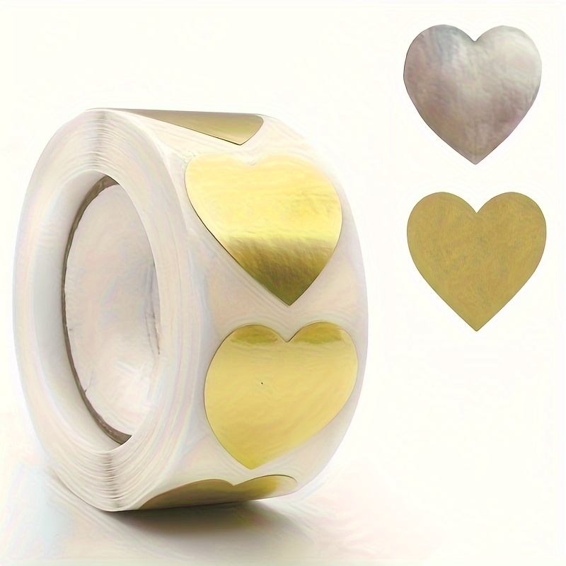 

500pcs/roll, Heart-shaped Thank You Self-adhesive Blank Love Sticker, Label Sticker, Sealing Sticker