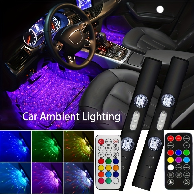 TEMU Car Led Lights Interior Usb Rgb Ambient Atmosphere Neon Accent Lighting Cool Accessories Magnetic Strip Inside Car Roof Ceiling Footwell Hood Remote Music 12v