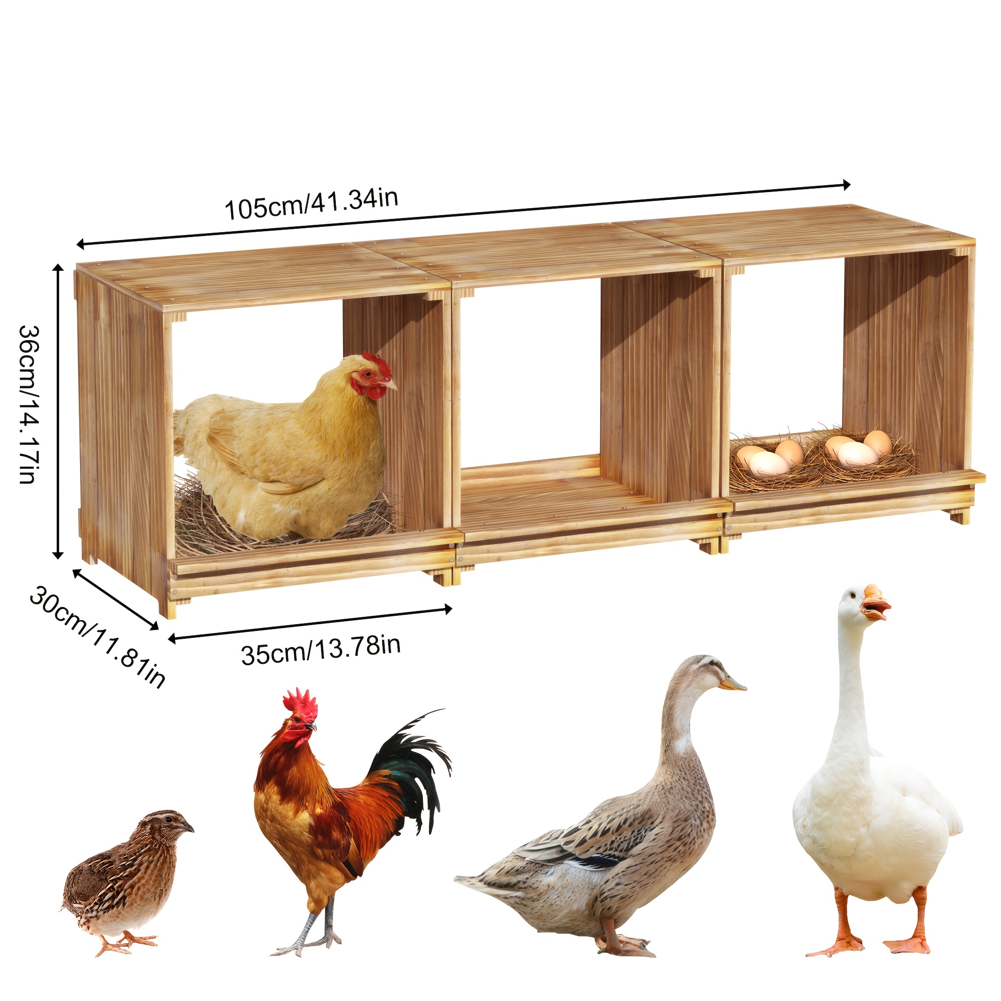 Image of 3 Wooden Nesting Boxes That Stacked And Detached, Designed For Hens, Chicks, And Ducks. Additions For Poultry Sheds Are Easy To Assemble And Perfect For Chicken Laying