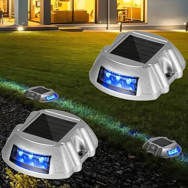 1 2 4pcs cast aluminum solar led deck lights ip67 solar charging non detachable fixture semi flush mount for driveway sidewalk garden pathway yard   brand
