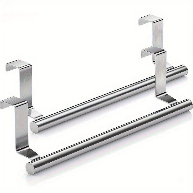 TEMU 2pcs Stainless Steel Over-the-door Towel Rack, Suitable For Bathroom And Kitchen Cabinets, Towel Racks