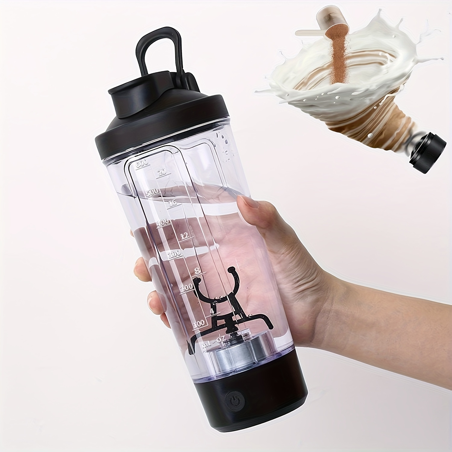 TEMU Protein Shaker Bottle, 600ml/20oz Blender For Mixing Protein, Gym Portable Cup, Usb-c Rechargeable Shaker Bottles For Coffee Milk Supplement