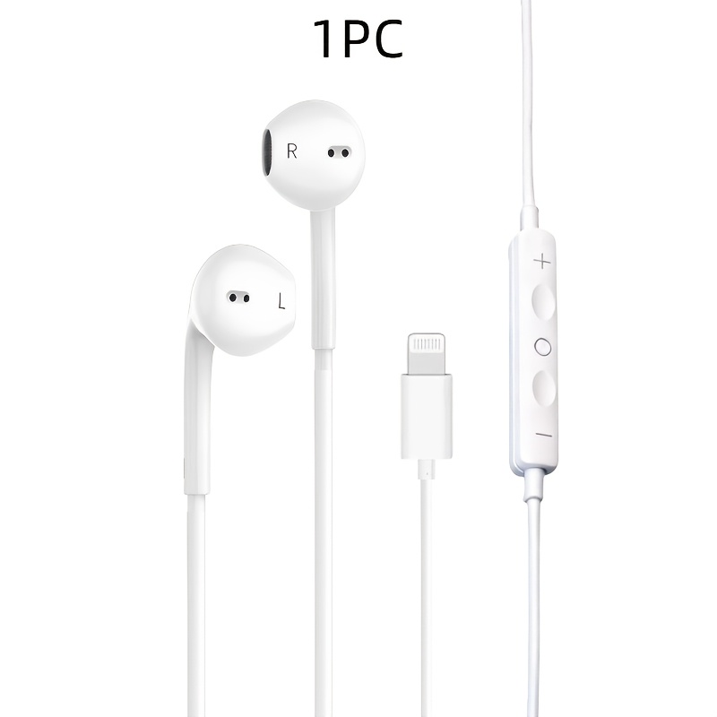 TEMU Wired In-ear Headphones With Lightning Connector, Built-in Mic & Volume Control, Plug And Play, Compatible With Iphone