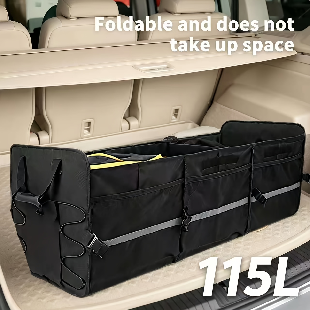 115l Multi-compartment Car Storage Box With An Insulated Lining, Suitable For Most Suv Models