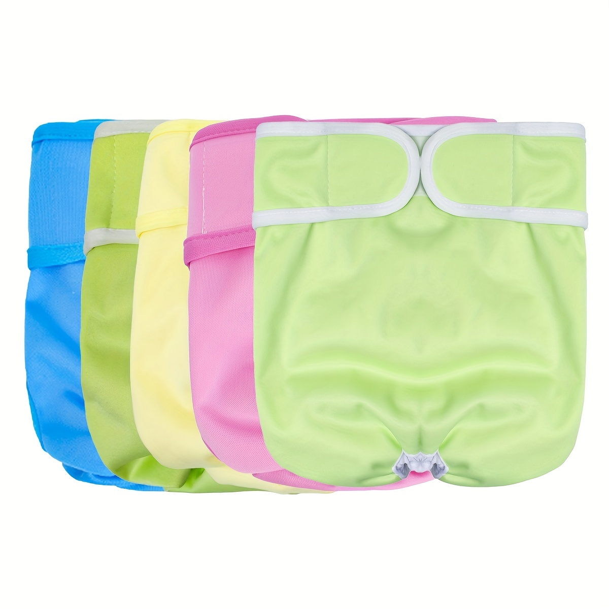 

5pcs Washable Reusable Female Dog Diapers, Polyester Material, Leakproof Puppy & Doggy Panties For Heat Cycle, Doggie Diapers