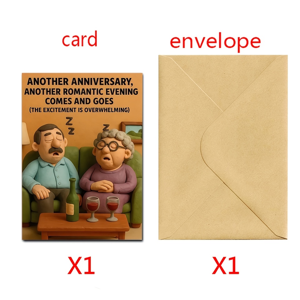 TEMU 【party Invitations】a Romantic And Fun Wedding Anniversary Card, Suitable For Husband And Wife To Exchange Halloween Christmas Thanksgiving