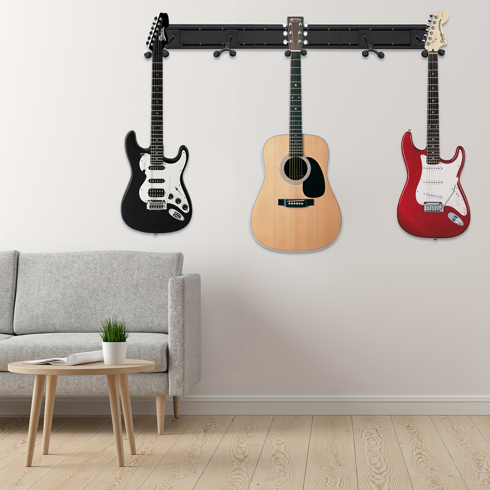 4 Supports Mural Guitare En Bois Noyer - Crochet Réglable Pour Guitare Acoustique, Électrique Ou Basse