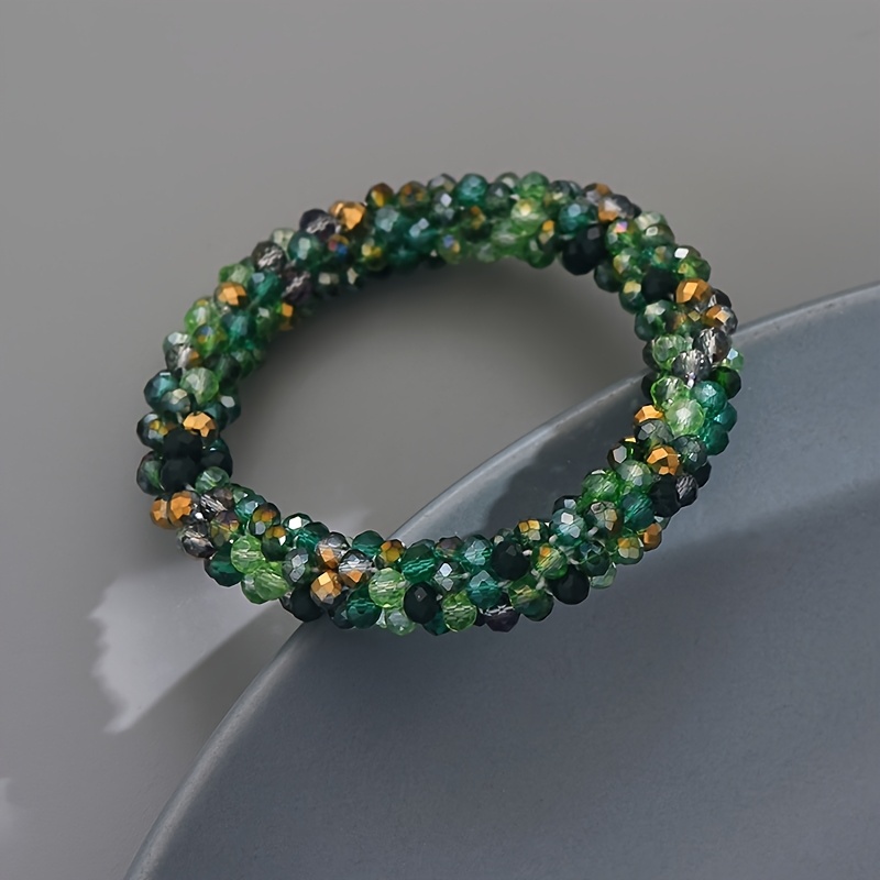 TEMU 1 Bohemian Braided Artificial Crystal Bracelet For Women, Random Color Artificial Crystal