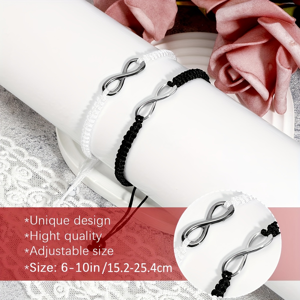2pc Infinity Symbol Couple Bracelet Set, Perfect Gift