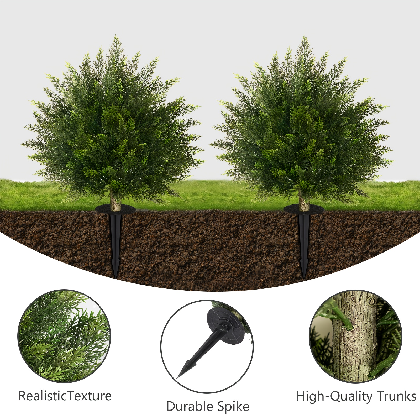 artificial cedar ball trees outdoor plants uv resistant set Temu