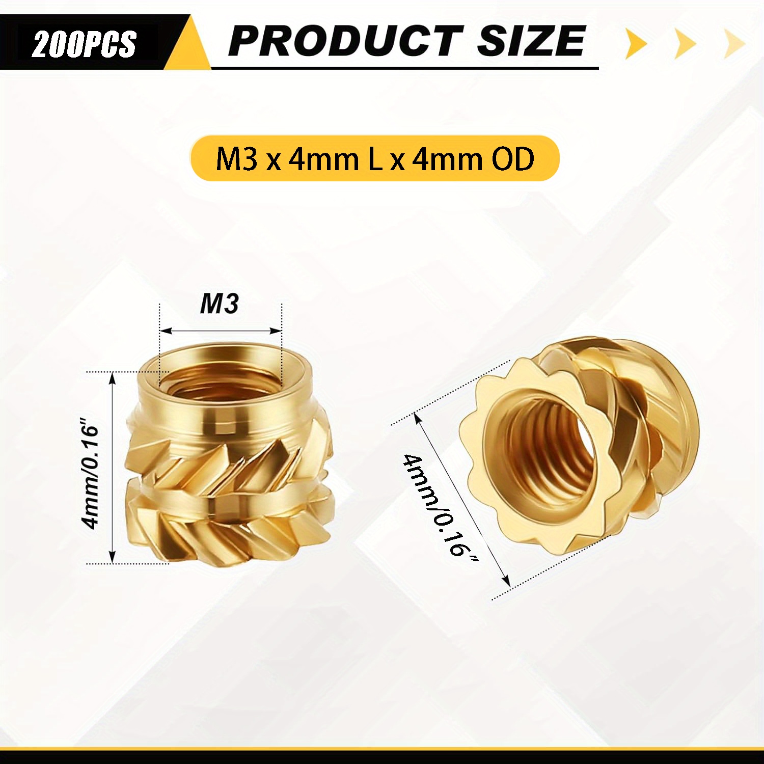 TEMU M3 M4 M5 Threaded Inserts, Brass Inserts, 100/200pcs Metric Brass Knurled Nuts, Inserted Into Plastic Parts By Heating, 3d Printed Components