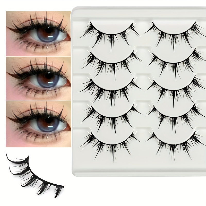 

5 Pairs Of Cartoon Eye False Eyelashes, Pure Eyelashes Cos Enlarged Double Eyes False Eyelashes 5mh-5