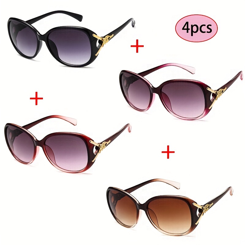 

4pcs Ladies Luxury Fashion Glasses Anti Glare Sun Shades For Travel, Driving, And Vacation.