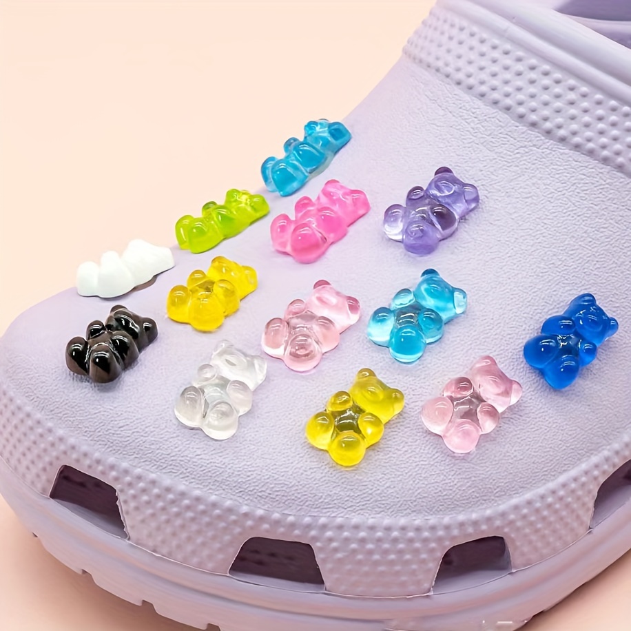 

10pcs Acrylic Bear Charms For Shoes - Transparent & Assorted Light Colors, Diy Fashion Shoe Buckle Accessories For Personalization