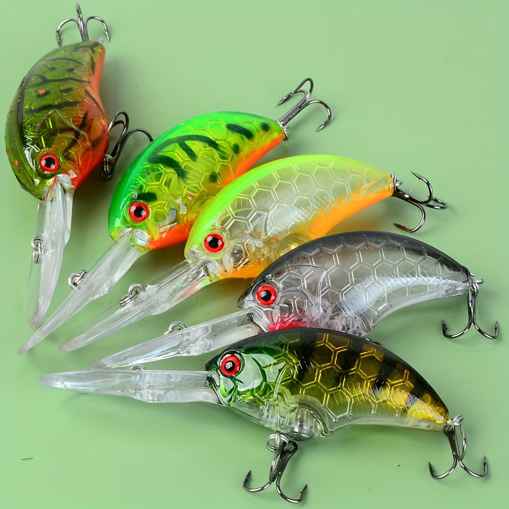 TEMU Lot de 5 leurres de pêche crankbait de ,5 cm/3,74 pouces 12 g/0,423 oz crank flottants à faible profondeur appâts artificiels pour brochet et