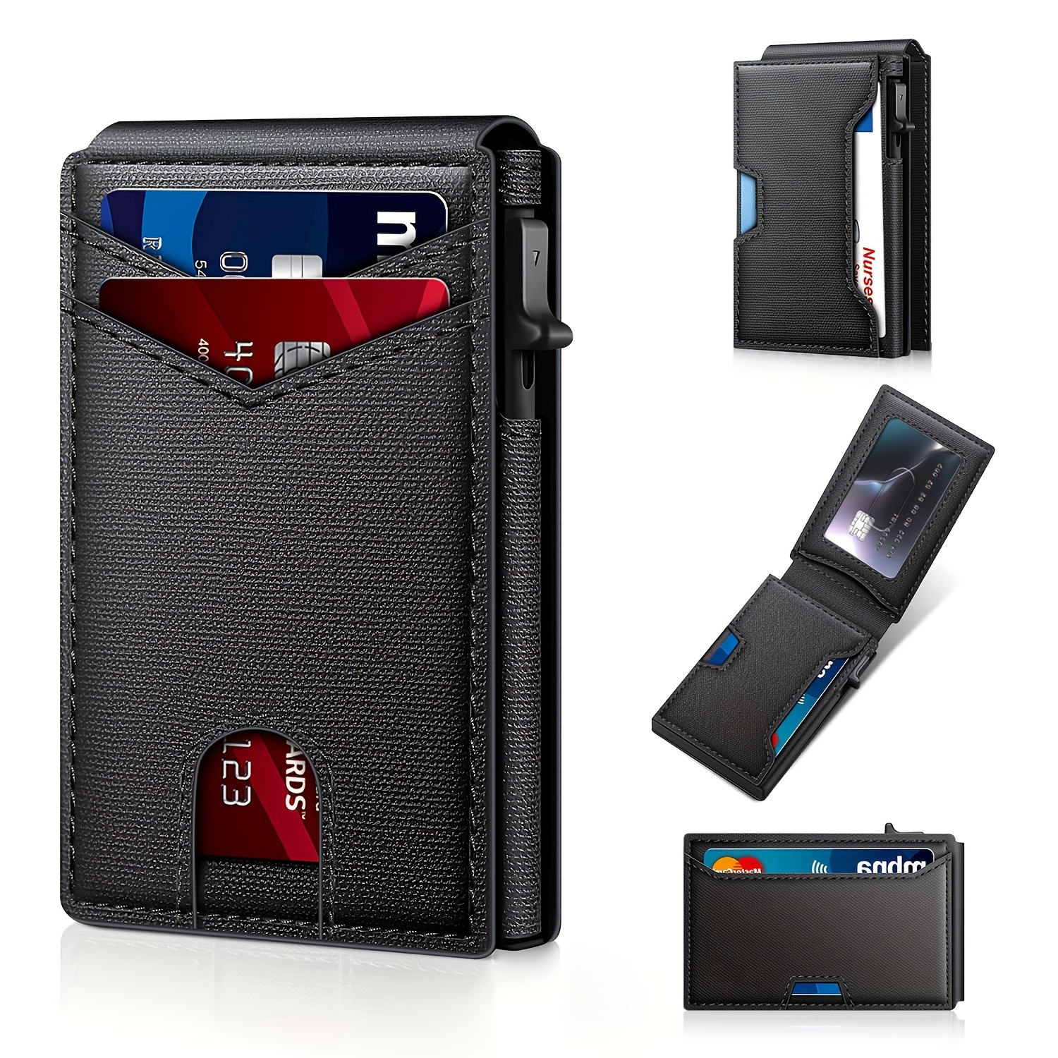 1 rfid blocking   up mens card holder ultra thin carbon fiber texture wallet with multiple card slots and secure closure compact lightweight design for daily use valentines day fathers day gift Product details 4