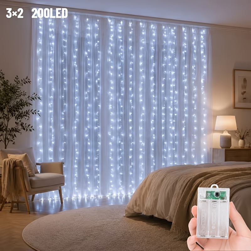 TEMU Luci a a LED 300/200, luci d' a per finestra caldo con 8 modalit� di illuminazione, luce ambientale a drappeggio sospeso, luci decorative per