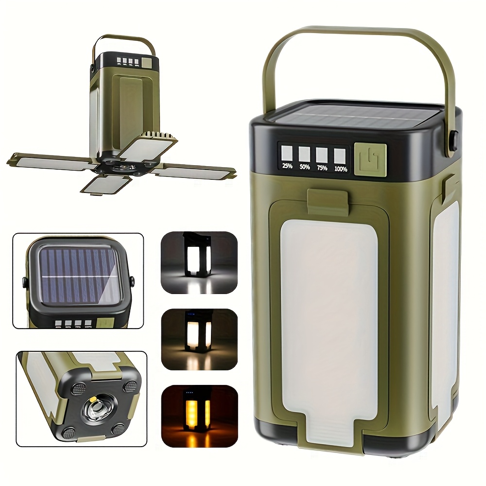 TEMU Portable Camping Portable Light, Solar Powered Rechargeable Camping Light, Handheld Flashlight, Portable Hanging Tent Light, 6 Light ,