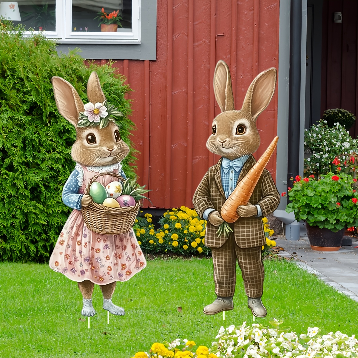 

2pcs Easter Yard Signs, Rabbit Outdoor Signs With Stakes, Easter Rabbit Lawn Garden Decoration, Suitable For Home Party Decorations & Supplies