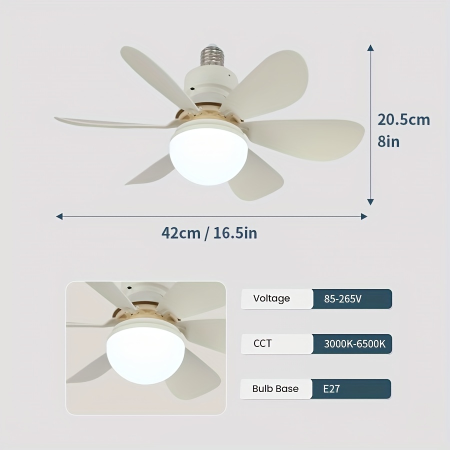 Socket Fan Ceiling Fan Light Remote Control E 27 Noiseless - Temu
