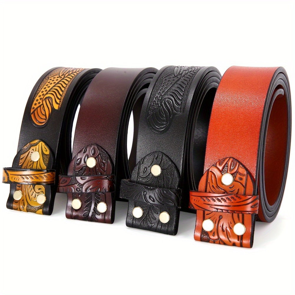 

Design Leather Snap On Belt Mens Womens-no Buckle