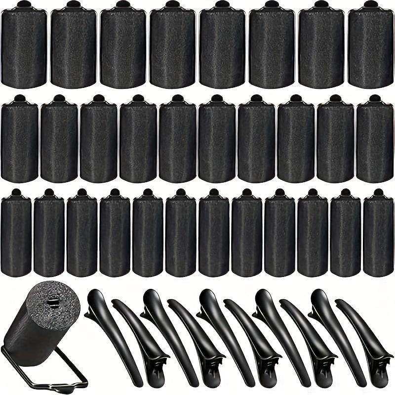 

40pcs Sponge Hair Rollers Satin Rollers For Black Hair, Rollers Foam Hair Rollers With Duck Teeth Hair Clips For Hairdressing Styling