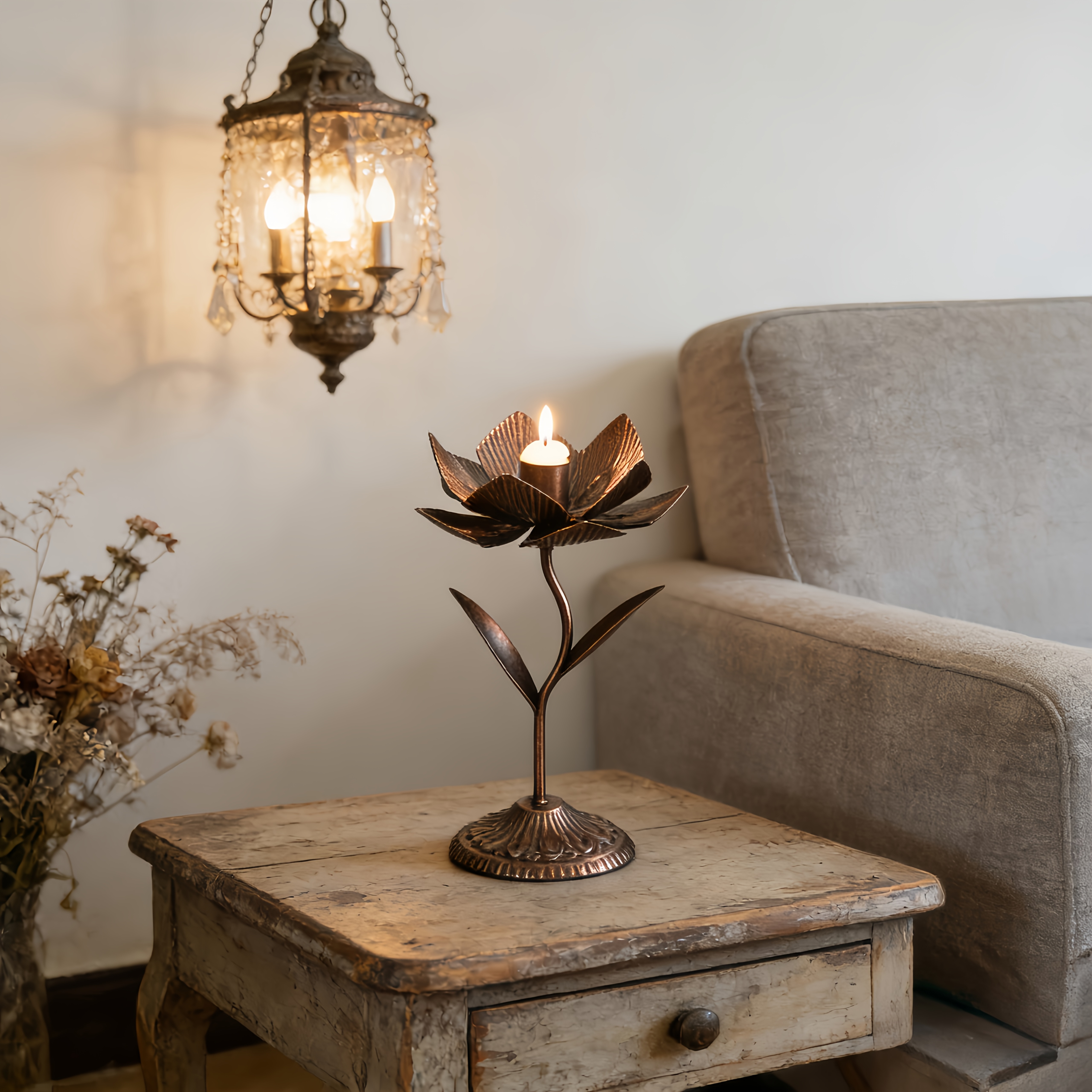 TEMU Nordic Vintage Wrought Iron Floral Candle Holder, Table Decoration Ornament, Suitable For Weddings, Festivals, And Home Decor, Candle Decorative