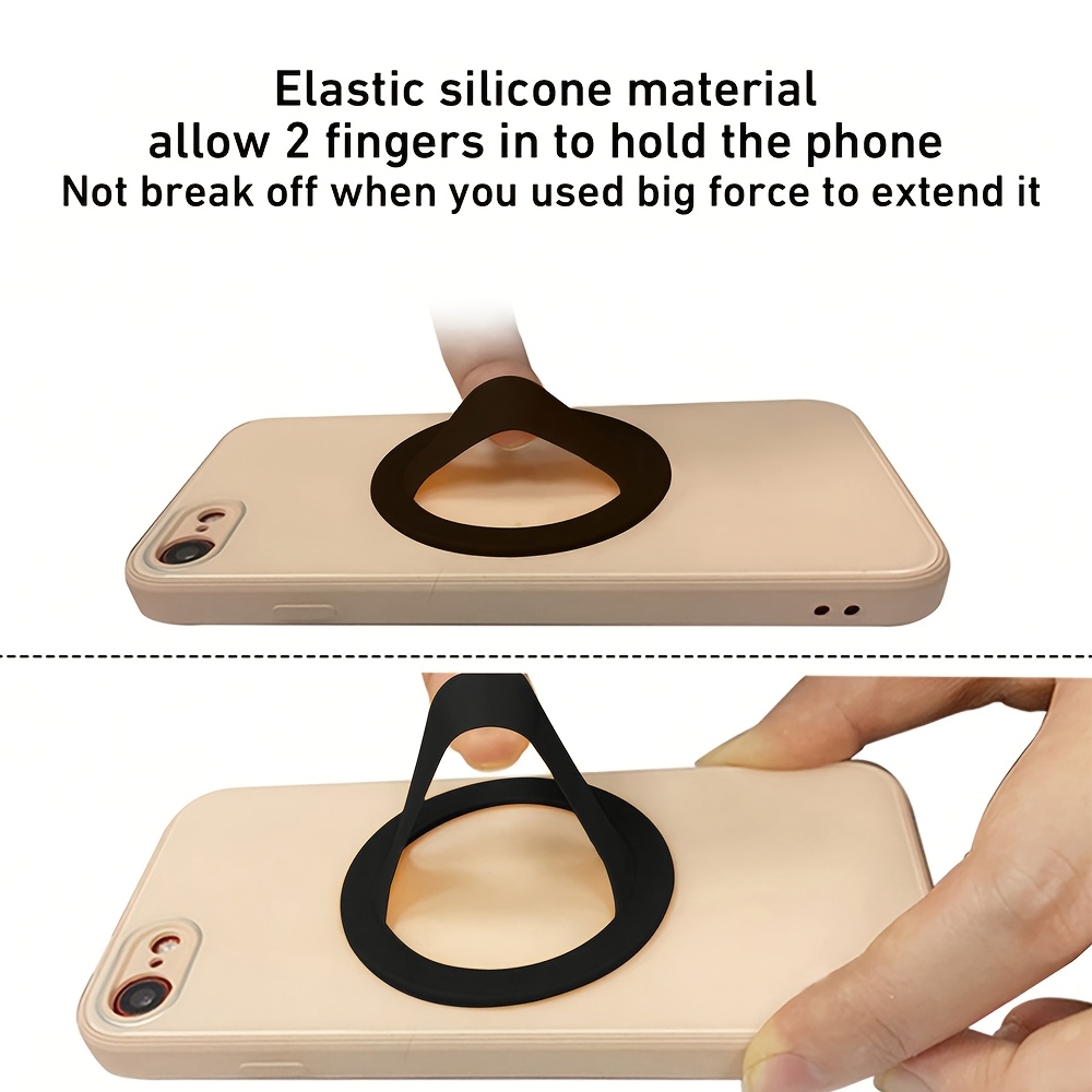 

1pc Black Silicone Thin Ring Mobile Phone Holder Car Holder Wireless Charging Induction Magnet Accessories Suitable For Wireless Charger Apple Huawei And Other Mobile Phones