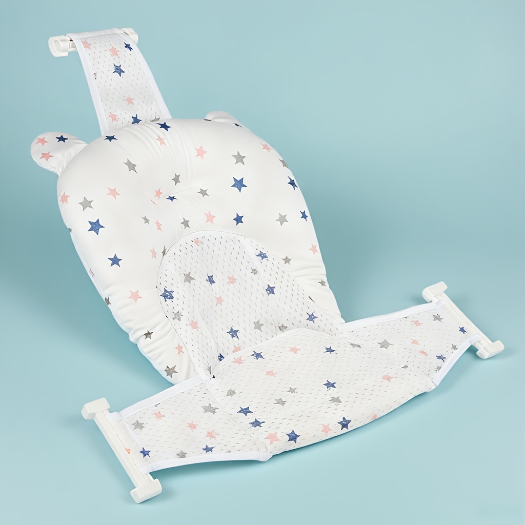 1pc Star-patterned Baby Bath Mat, 3-point Adjustable Design, Bottom With Breathable Mesh, Suitable For 0-1 Year Old Newborns
