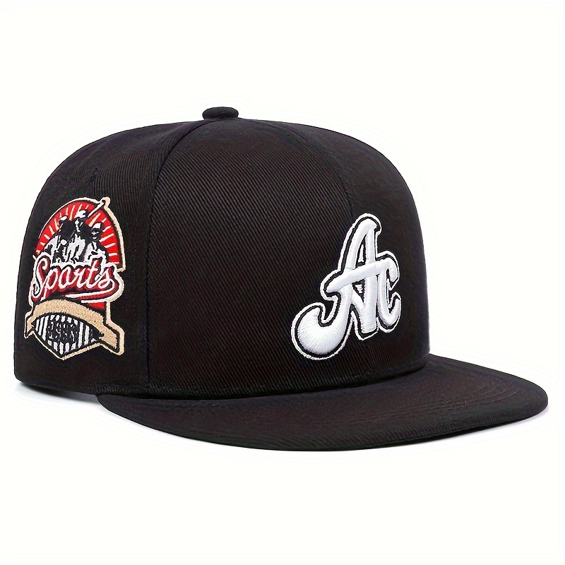 E-shop Qualitativ Hochwertige Bestickte Buchstaben Baseballkappen - Leichtes Acryl, Flache Krempe für Outdoor-Sport & Sonnenschutz, In Mehreren Farben