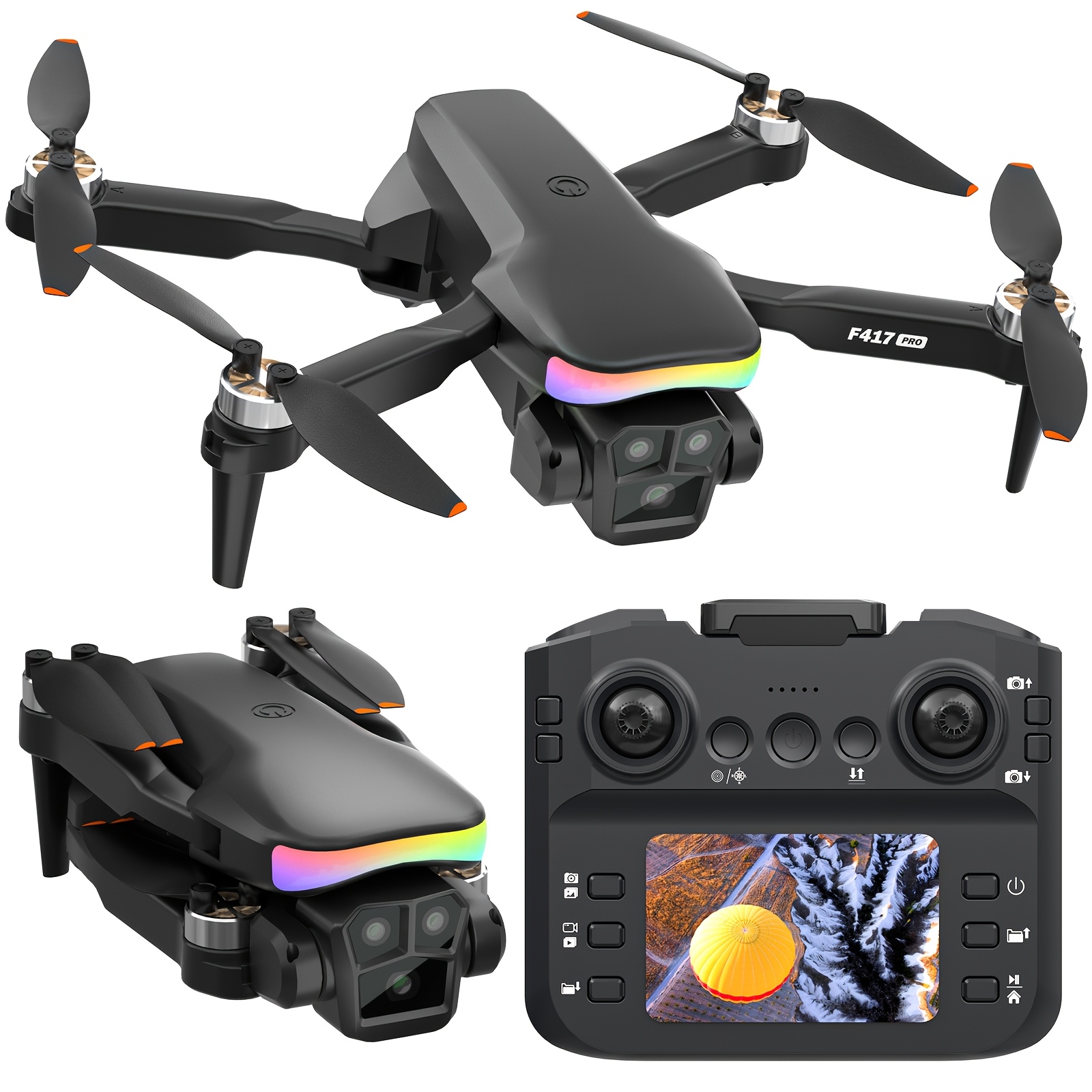 f417pro   with 2 cameras for beginners adults   with lcd screen professional brushless motor   hold 3d flips 3     mode     landing foldable rc   support up to 32g sd card