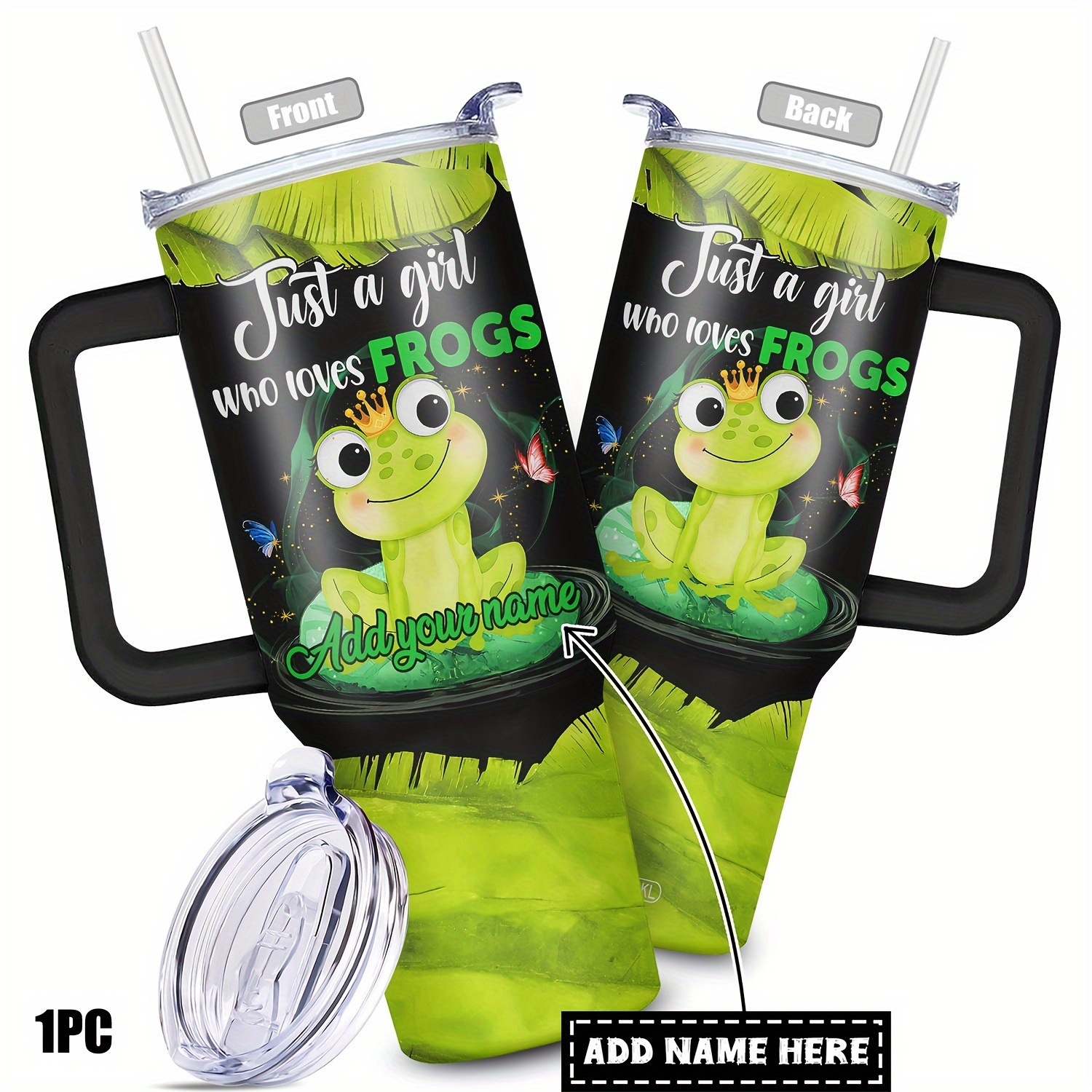 

1pc Hsdiokl Personalized Frog-themed 40oz Stainless Steel With Lid – Funny " Who Frogs" Design, Bpa-free, & Reusable, Perfect Gift For Christmas, Thanksgiving, Birthdays, And More, Frog Decor