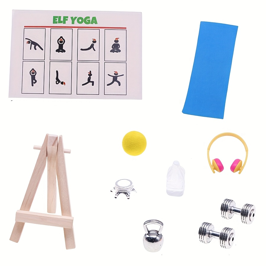 TEMU Dollhouse Decor, Miniature Scene Sports Equipment Prop Model Ornament, Elf Yoga Card Mini Dumbbell Dumbbell Cup Headphone Model, Diy Photography