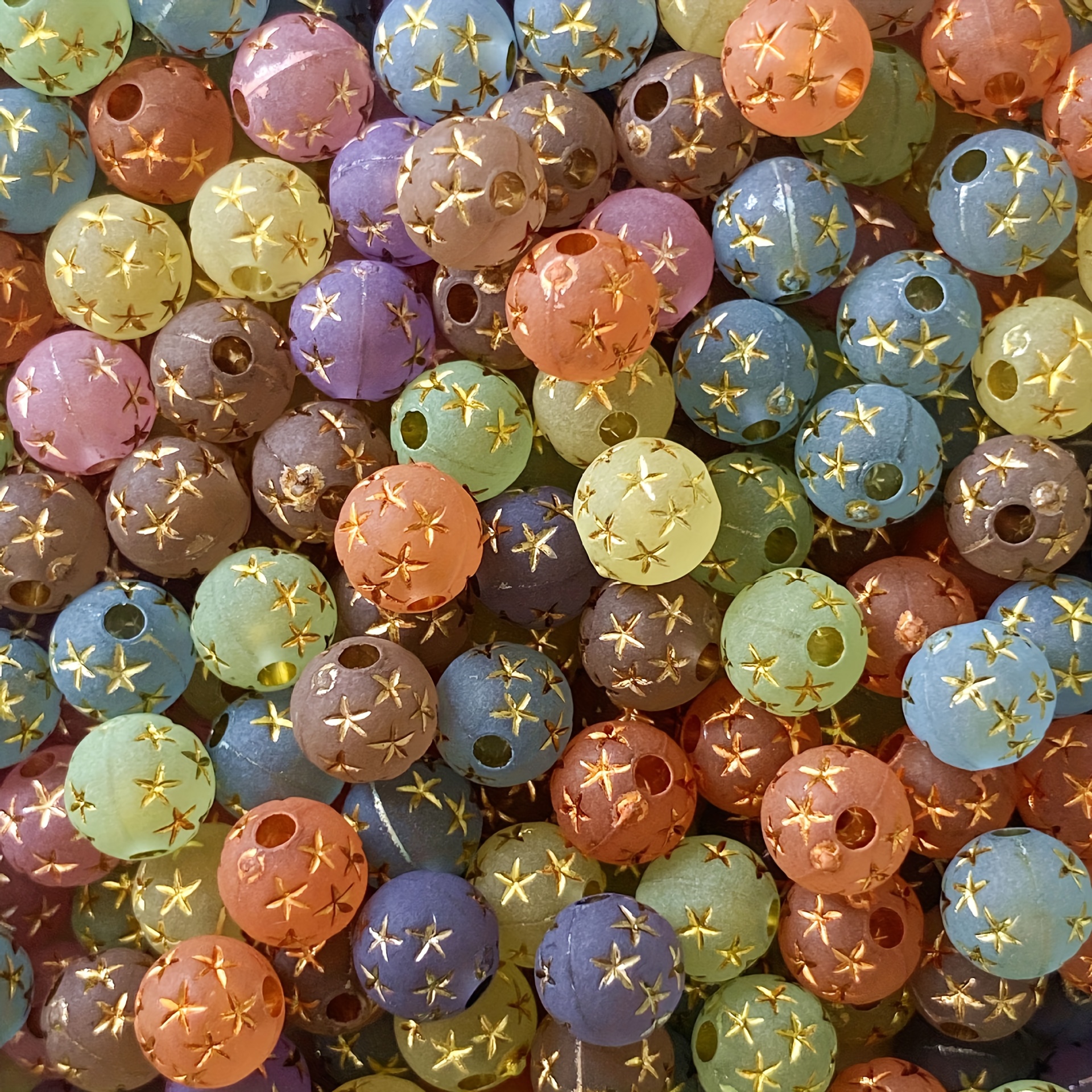 300pcs 8mm Spacers, Floral Beads With Glow, Pastel Craft Embellishments For Boho Jewelry Making, Bulk Stringing Kit