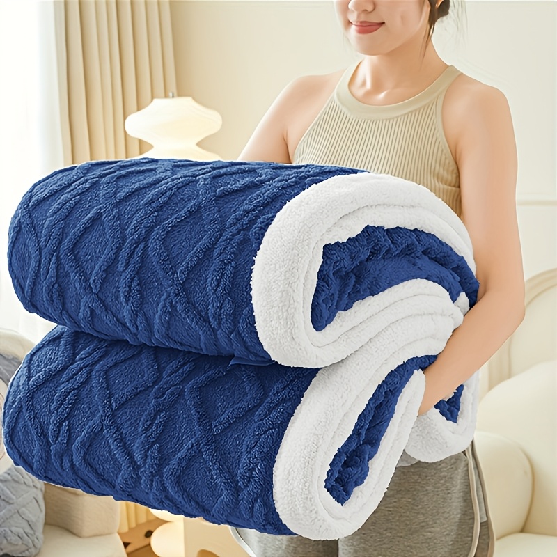 Throw Blanket - Fluffy Soft Cosy Winter Blankets, Thick Warm Throws for Sofa Bed Office Travel Christmas Gift White, Beige, Light Grey, Light Blue, Dark Grey & Dark Blue