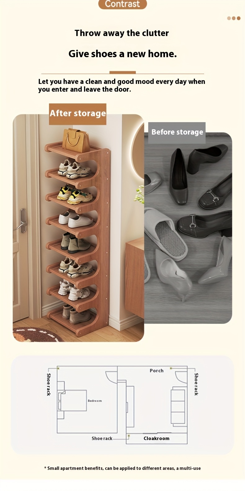2-8 Floors of Bamboo Shoe Racks, Multifunctional Storage Racks, Narrow Space Storage Racks, Easy Bamboo Shoe Racks Suitable for Various Rooms, Room Decoration Racks, Bookcase Kitchen Racks, Holiday Gifts, Housewarming Gifts. Shoe Storage Box