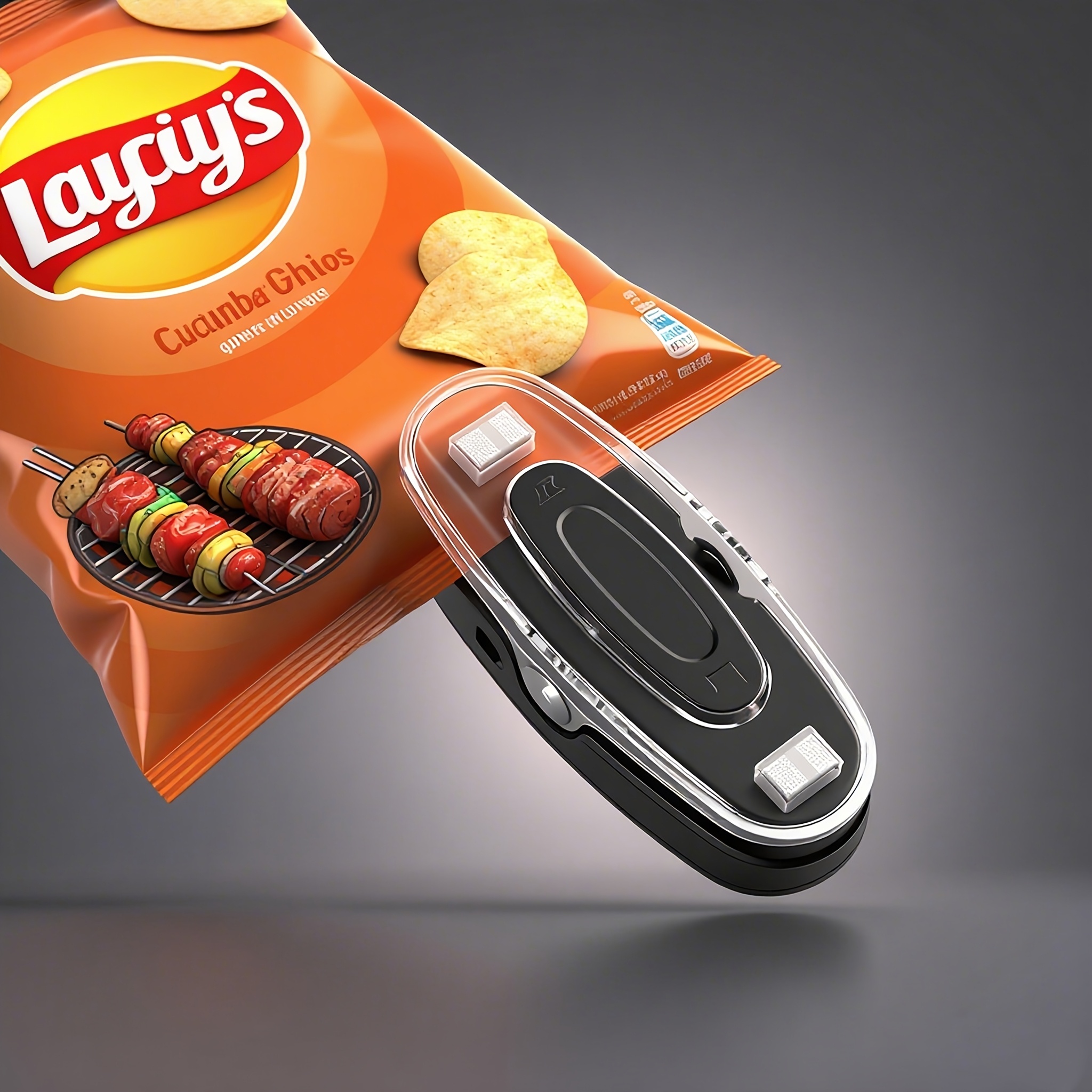 E-shop 2-in-1 USB-aufladbarer Heißkleber mit integriertem Cutter, Beutelverschluss für frische Snacks zum Mitnehmen & Aufbewahren, tragbare