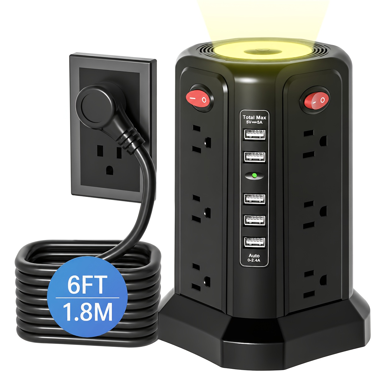 TEMU 17in 1 Passus Protector Power Strip With Usb Ports, Extension Cord Protection For Home Office Dorm Room (white)