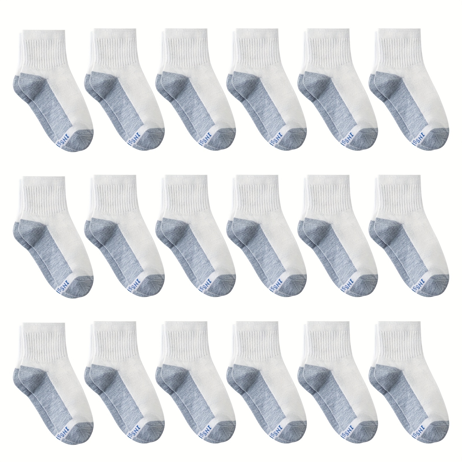 Image of 18 Pairs Kids Boys Girls Socks Athletic Basketball Youth Sport Crew Cotton Breathable Soft Socks School Uniform Socks, Ankle Athletic Running Socks, Ultralight Performance Tab Socks.