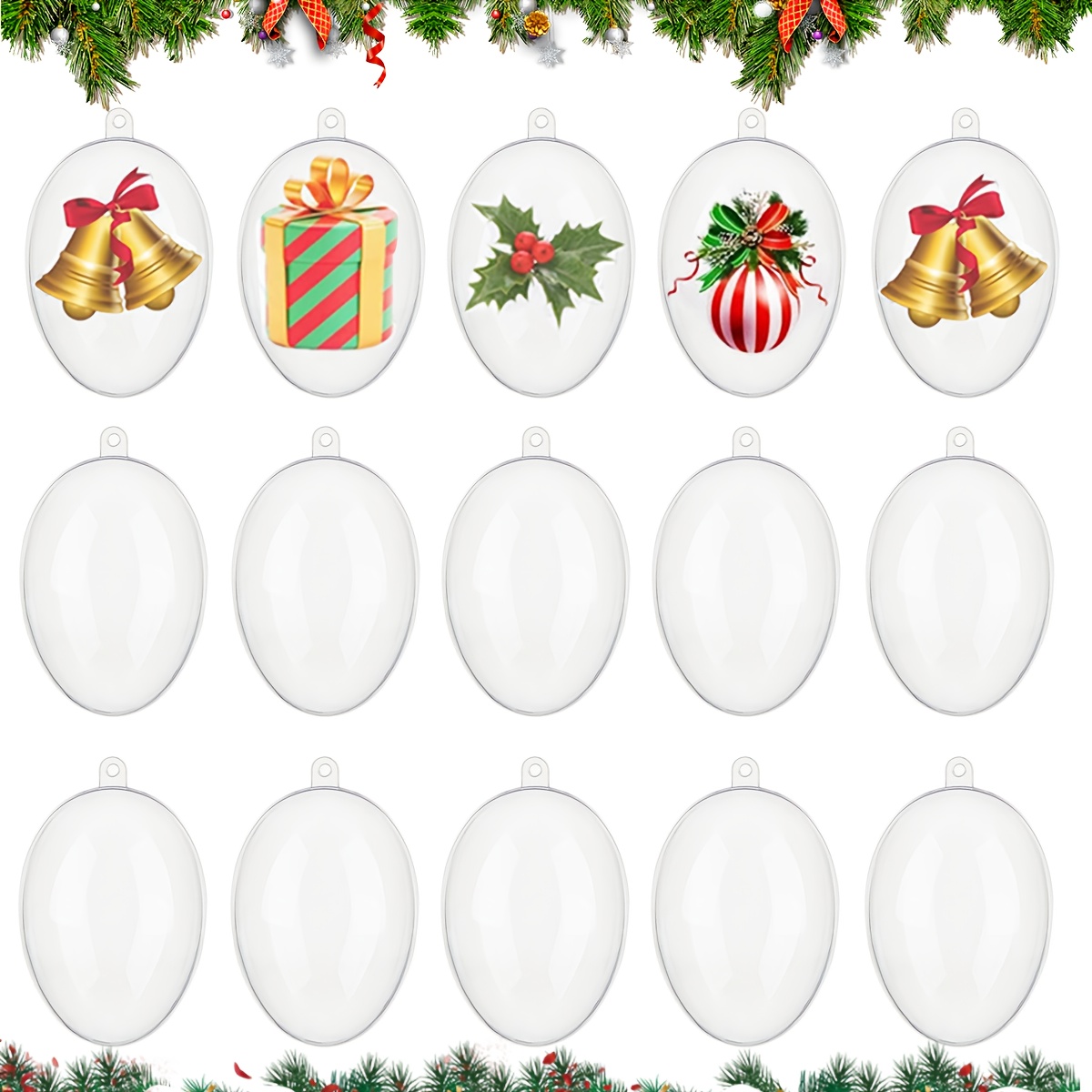 Lot De 10 Boules De Noël à Remplir Soi-même En Plastique Transparent