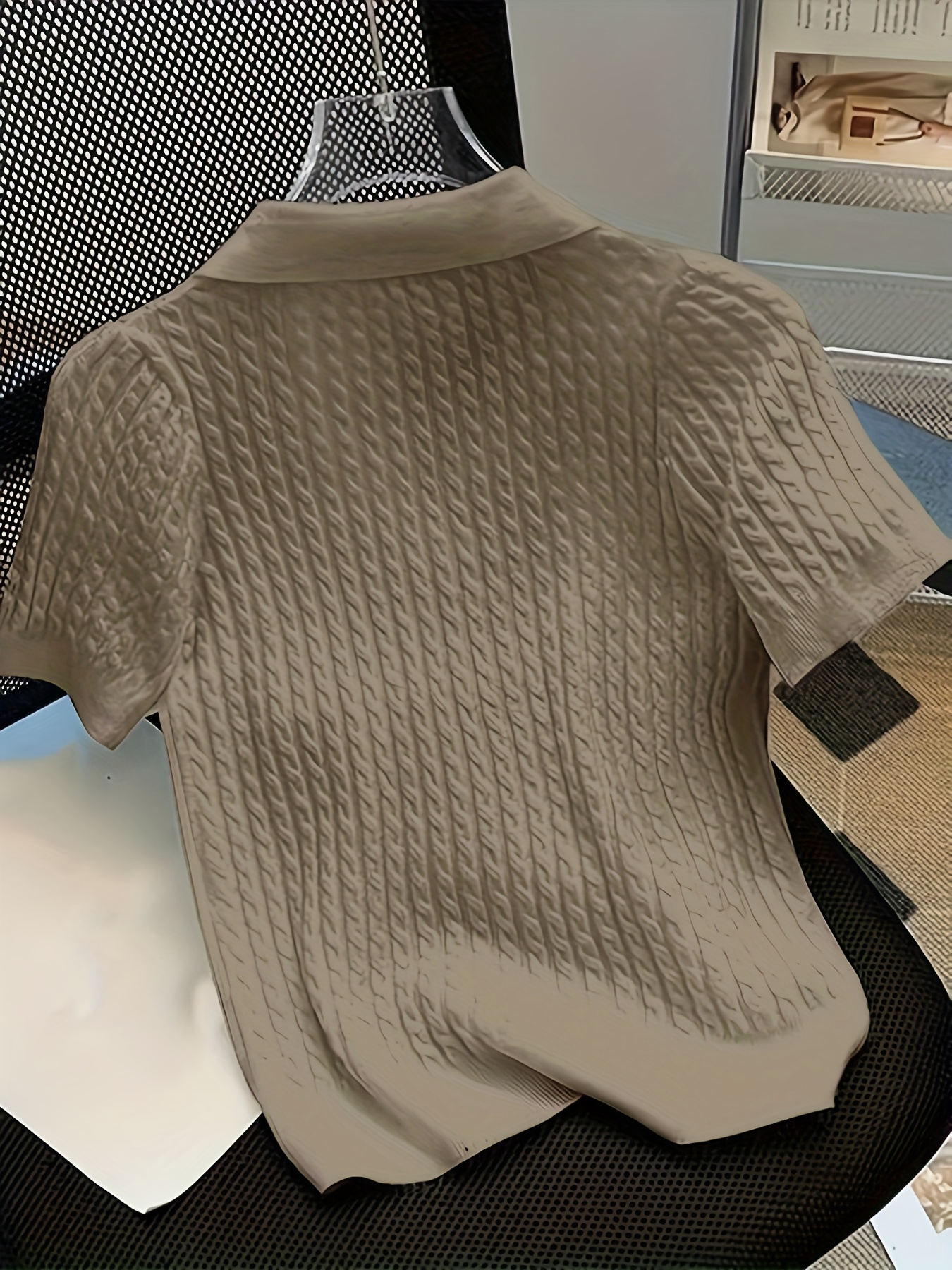 elegante jersey cuello cordón camiseta mujer Temu Ecuador