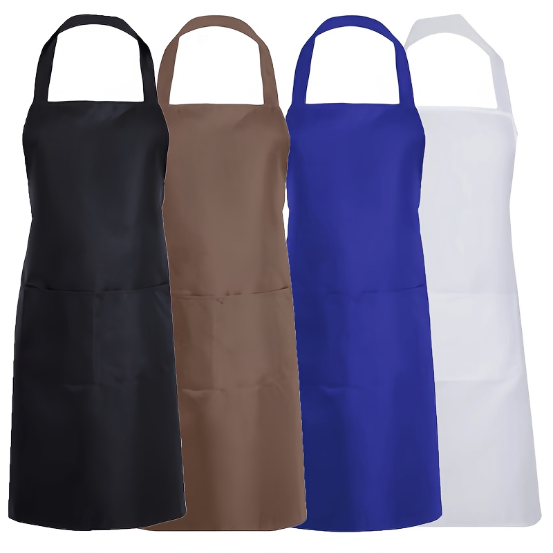 4pcs Solid Color Durable Polyester Aprons