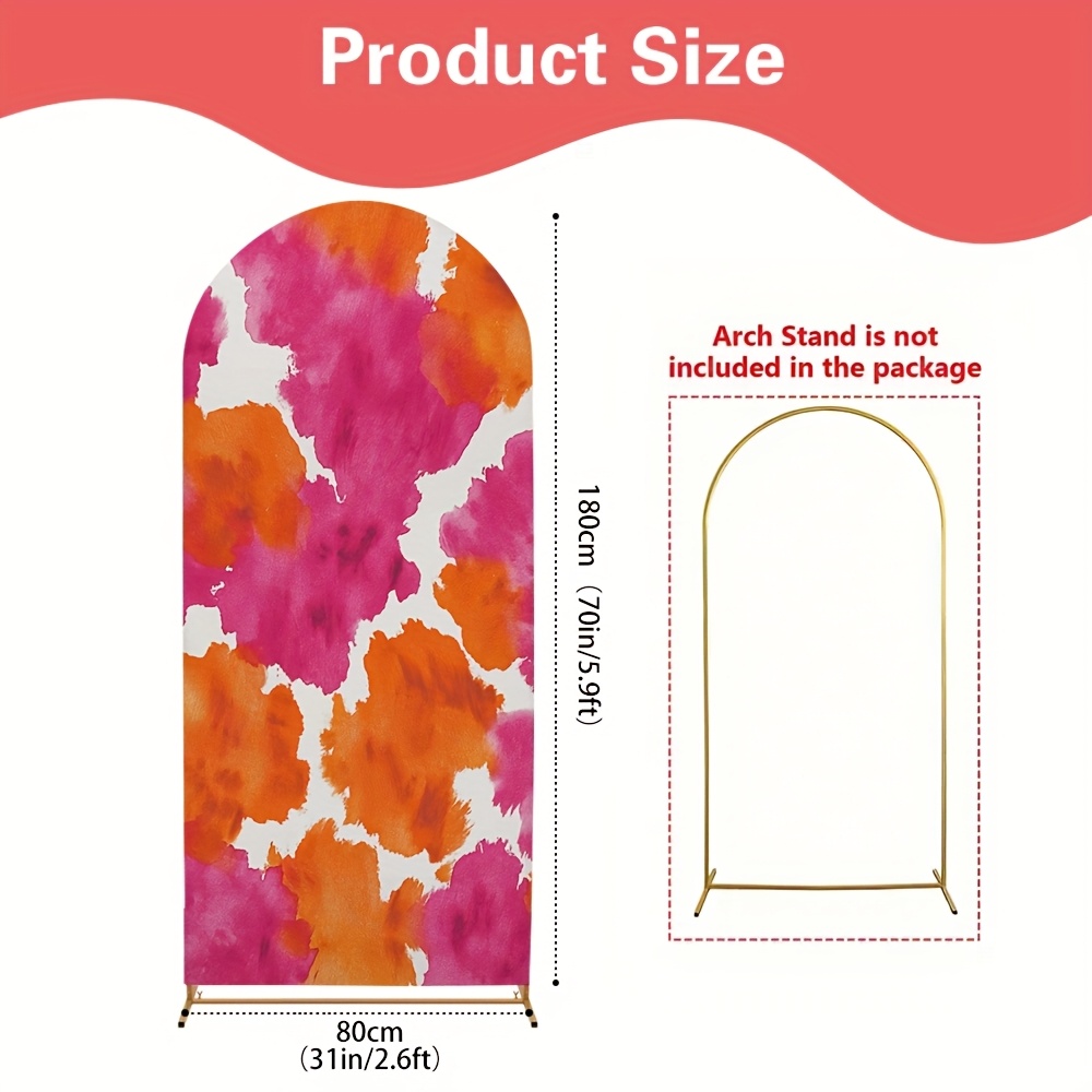 TEMU 1 bannière plate 2D, avec un fond conçu pour la photographie, avec des de pinceaux roses et orange imprimés sur polyester. Cette décoration est