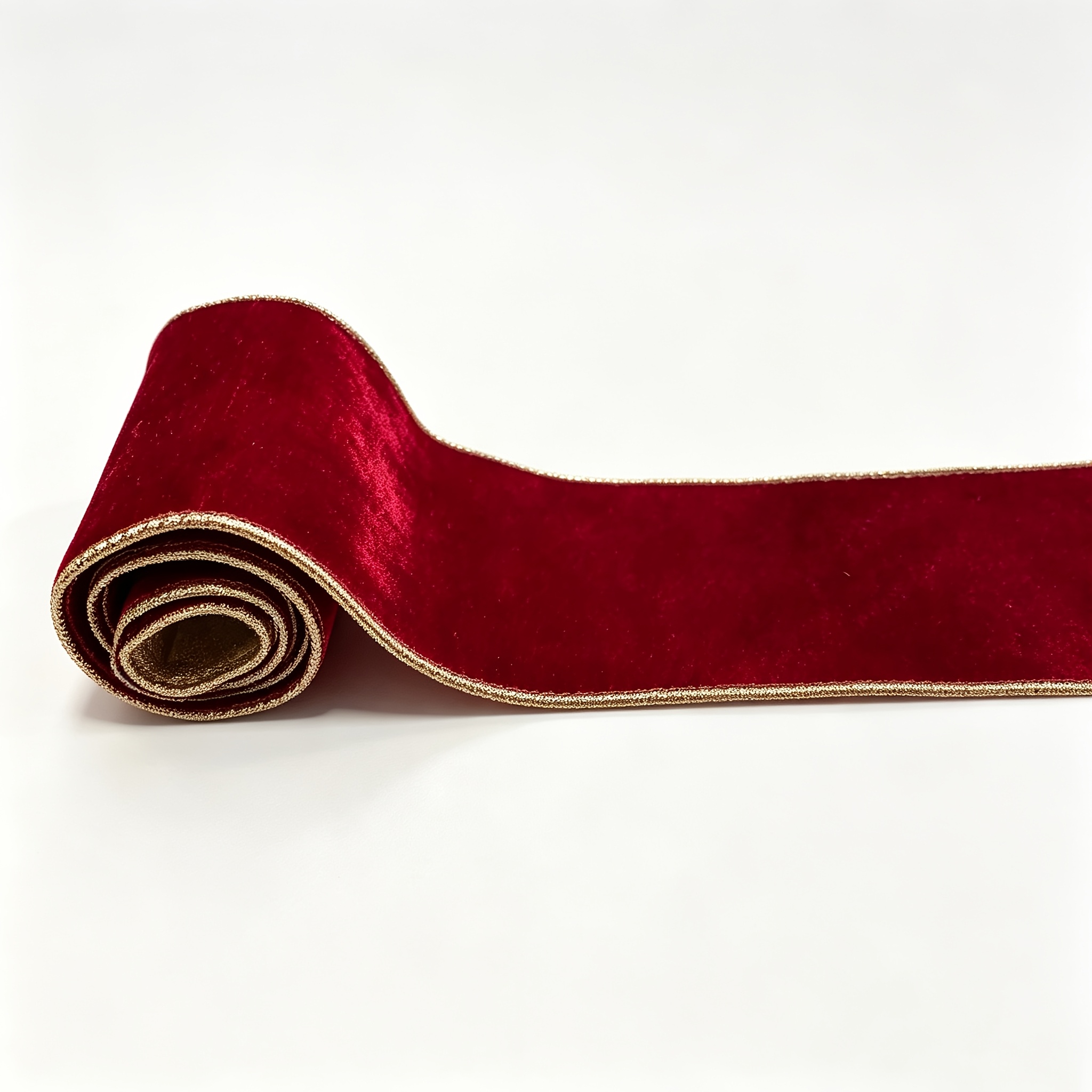 TEMU 10cm Wide Burgundy Luxurious Y Smooth Premium Gift Wrapping Ribbon, Poinsettia Golden- Bows, For Gift Wrapping - Christmas, Wedding, Halloween,
