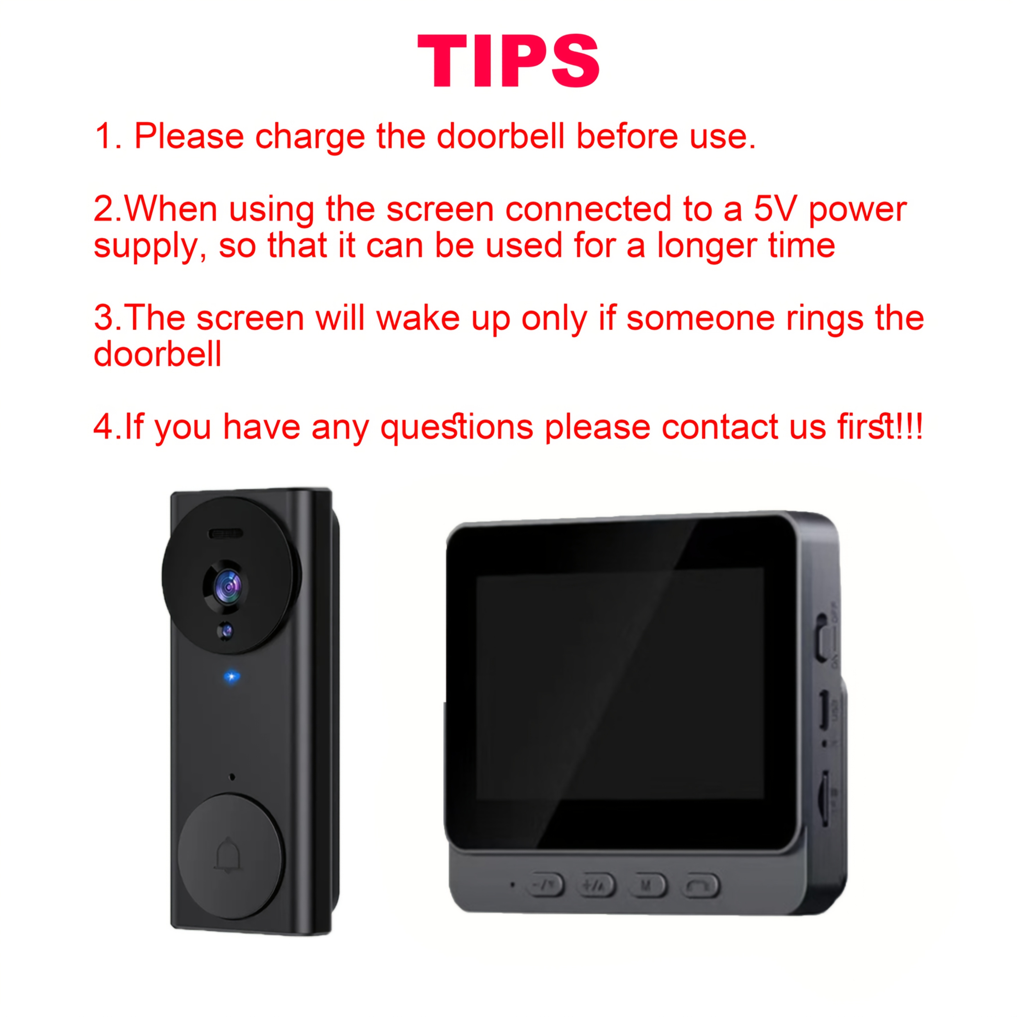 4,7 cm Video Deurbelcamera met Tweewegspraak, RF-beveiliging, Nachtzicht, Ideaal voor Thuis en Zakelijk Gebruik, Zonder Abonnement, Zonder App, Zonder WiFi