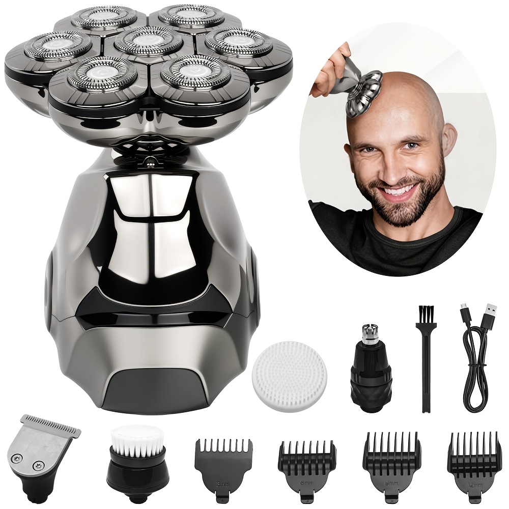 TEMU 7d Electric Shaver, Electric Razor For Bald Men, Kit With Nose Hair Trimmer, Men's Beard Trimmer, Rechargeable Electric Shaver, Festival Gift, Father's Day Gift