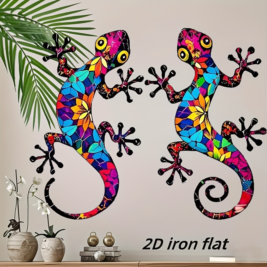 E-shop 2D Flache, 2 Stück Acryl Eidechsen Außenwandkunst Dekor, Geeignet für Bauernhaus Wohnzimmer Terrasse Garten Hinterhof, Geschenk, Heimdekoration