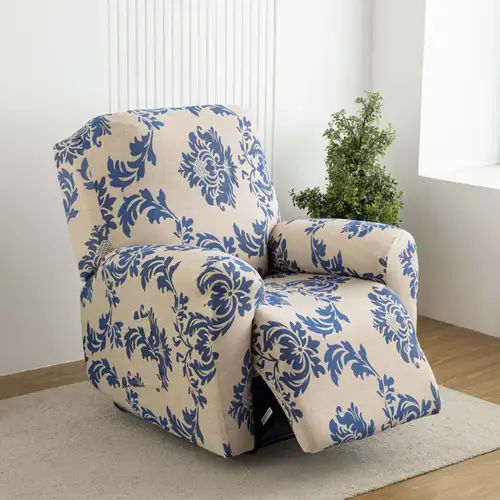 4pcs set recliner slipcover stretch printed chair covers with side pocket recliner sofa couch cover anti slip fitted recliner cover furniture protector with elastic bottom